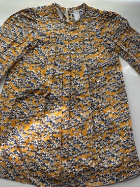 Girls' Mustard Floral Long-Sleeve Casual Dress